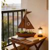 Rustic Iron Sailboat Sculpture Metal Art 3D Decor Planter Vintage Nautical Theme Ideal for Garden Patio Outdoor Home Decor
