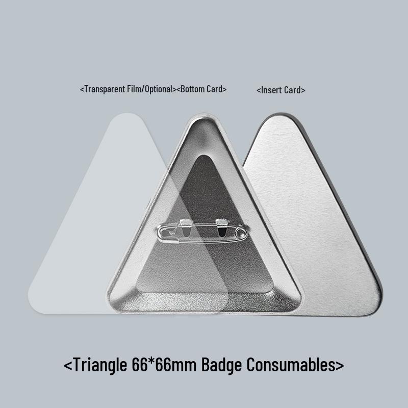 Irregular Triangle Frosted Tinplate Pin Badge - 66x66mm Rustproof Brooch