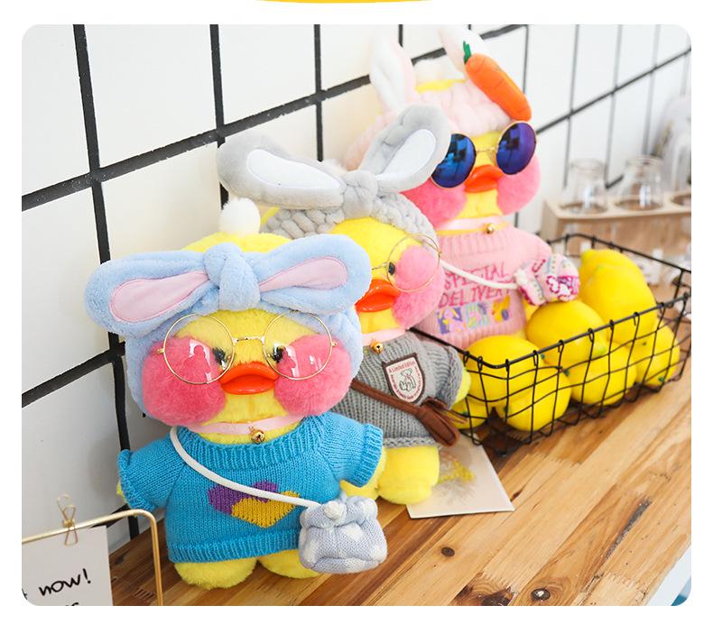 Hyaluronic Acid Duck Plush Toy with Changeable Clothes - Internet Celebrity Little Yellow Duck Doll