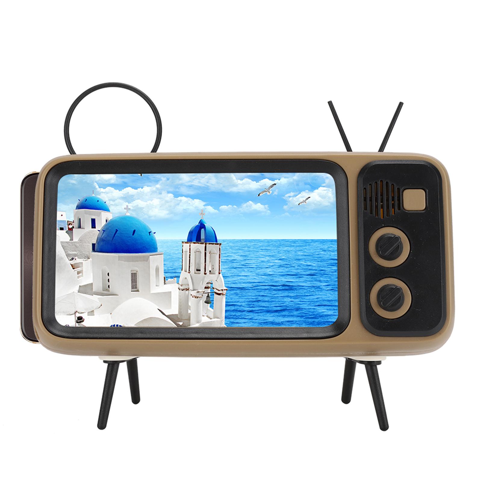 

Ретро-моделирование телевизора 80 Гц‑20 кГц Bluetooth HD Sound Динамик Подставка для мобильного телефона 2 в 1 кофейный