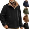 Men's Vertical Pitted-Stripe Knitted Sweater With Half-Zip Stand Collar Coat