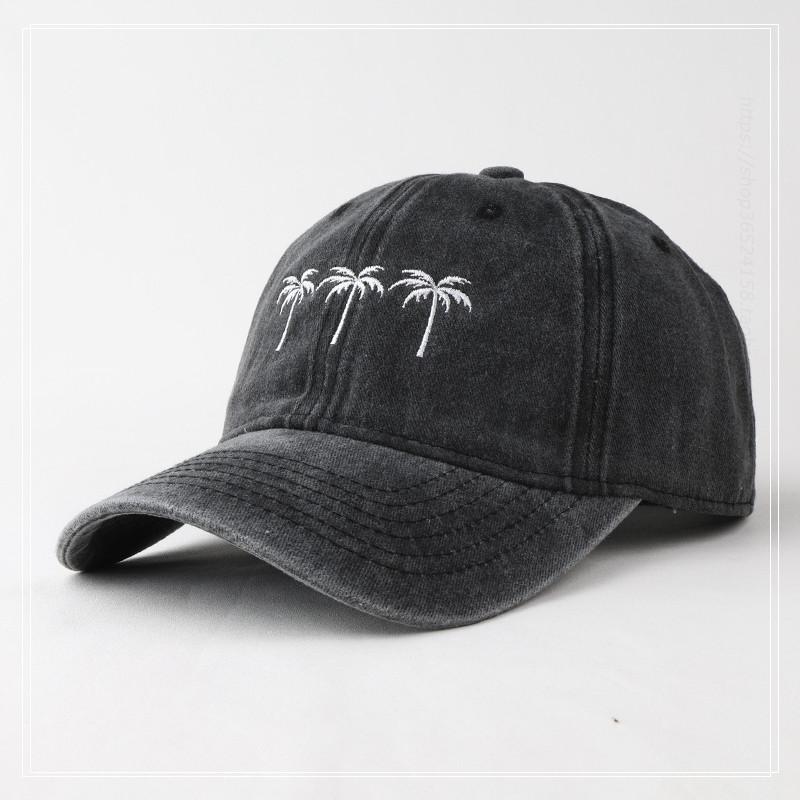 Unisex Washed Cotton Cap coconut palm Embroidery Vintage Baseball Cap Men Women Adjustable Casual Outdoor Streetwear Sports Hat