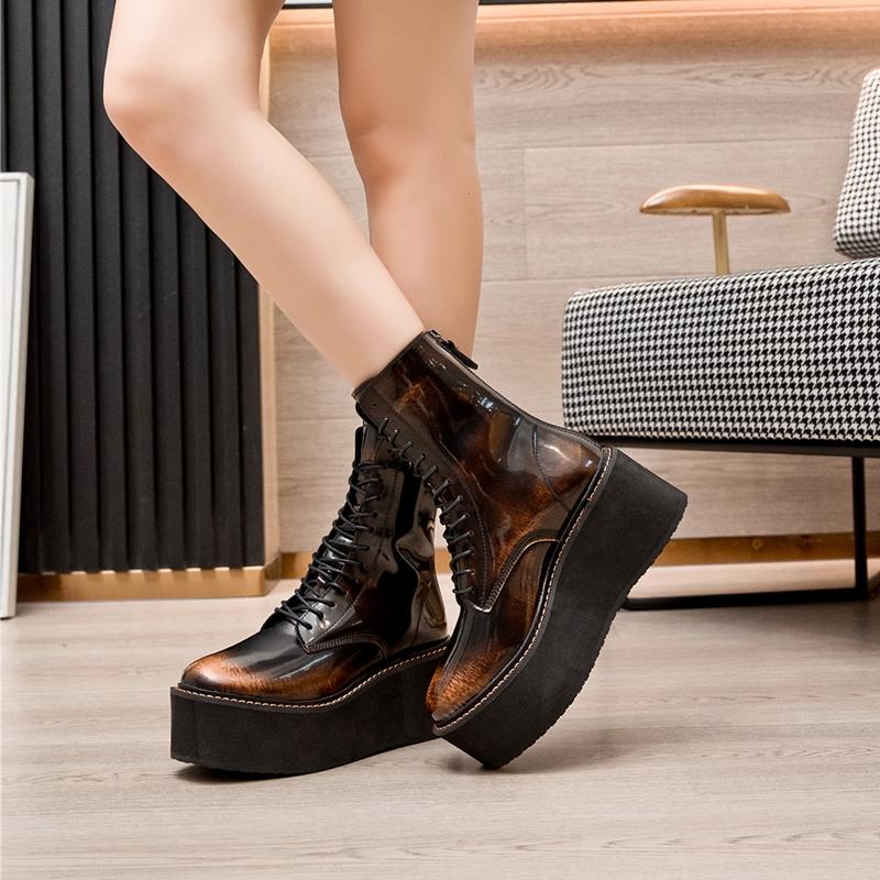 Ghete de gleznă pentru femei Retro cu șireturi cu toc înalt Ghete scurte pentru femei Mărimi mari Antiderapante Muncă Pantofi de damă