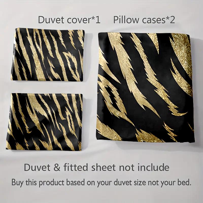 Golden Tiger Stripes Bedding Duvet Cover Sets Duvet Covers Pillowcases Gifts (1 * Duvet Cover 2 * Pillowcases, Without Duvet Insert)