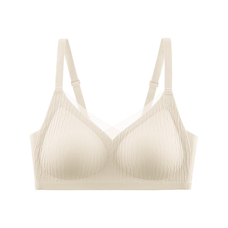 Gathering Seamless Mesh V-neck Wireless Bra - Women's Bust Control Tank Style