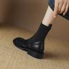 Krazing Pot Microfiber Autumn Winter Shoes Thick Med Heels Size 43 Chelsea Boots Back Knitwear Stretch Ankle Boots