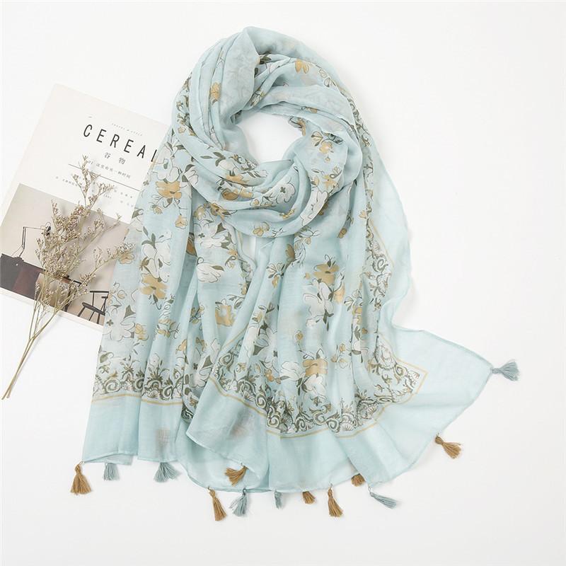 New Fashion Luxury Brand Bohemian Floral Tassel Viscose Shawl Scarf Lady High Quality Wrap Pashmina Stole Muslim Hijab 180*90Cm