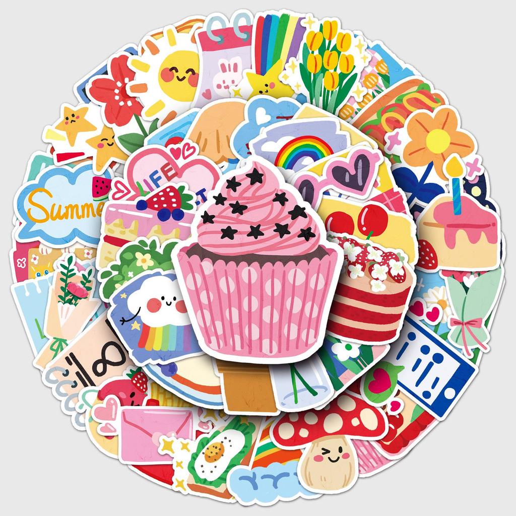 50 Cream INS Style Graffiti Stickers: Hand-Painted Cute Card, Phone Case & Suitcase Decor