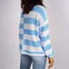 Women's Round Neck Irregular Pullover Base Contrasting Color Knitted Sweater Long Sleeved Sweater