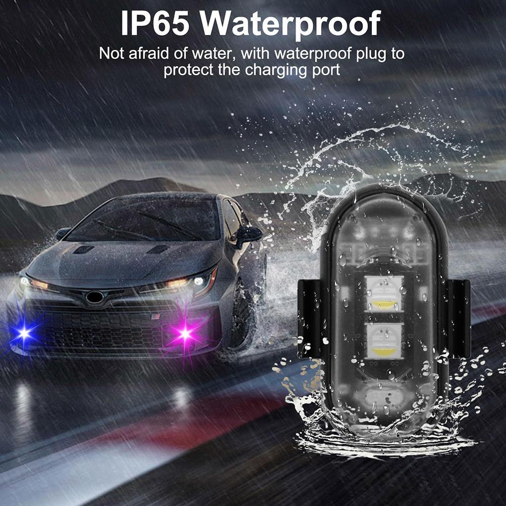 4Pcs 8 Color Wireless LED Strobe Lights with Remote Control for Motorcycle Drone