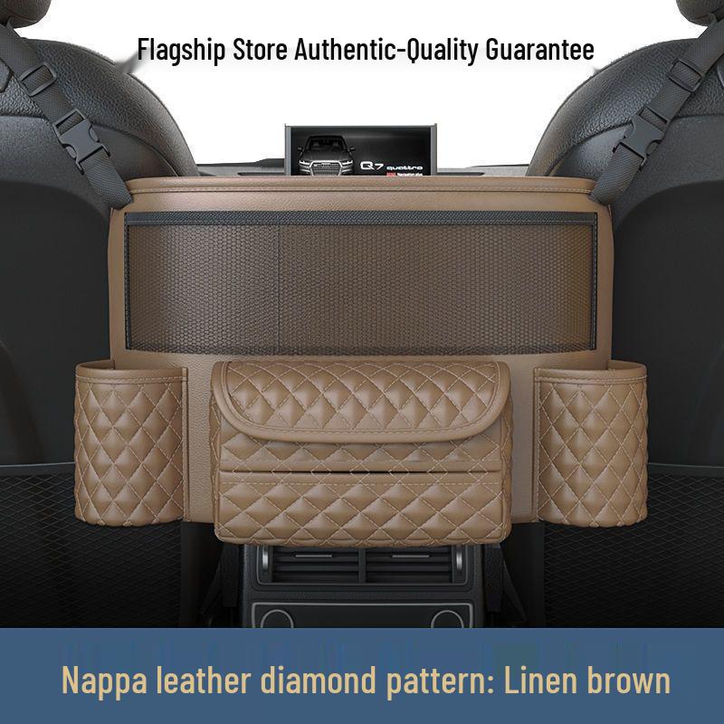 Car Seat Back Organizer & Trunk Storage Bag with Tissue Holder