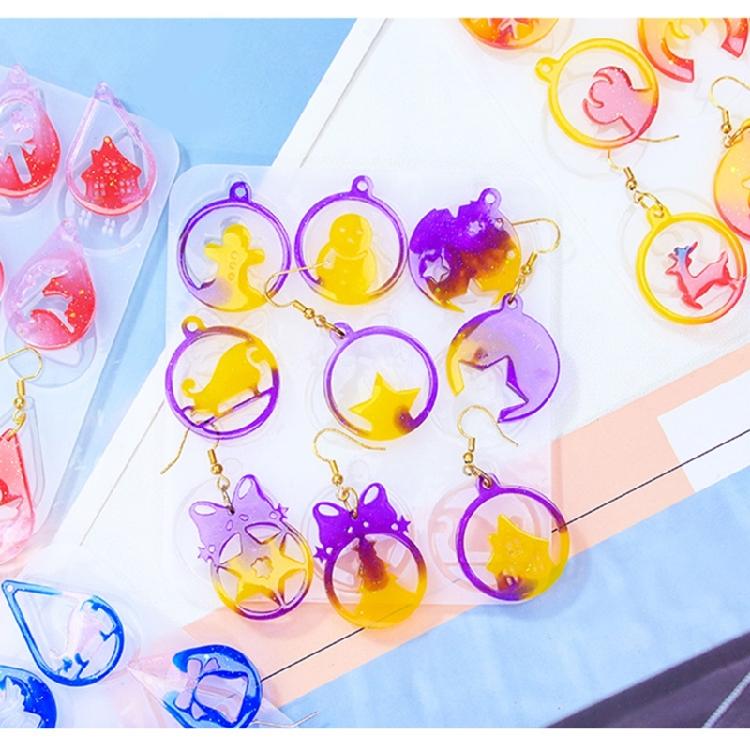 Set of 4 Christmas Inspires Earring Epoxy Mold Customized Earring Pendant Mold for Craft Enthusiasts Jewelry Making Tool