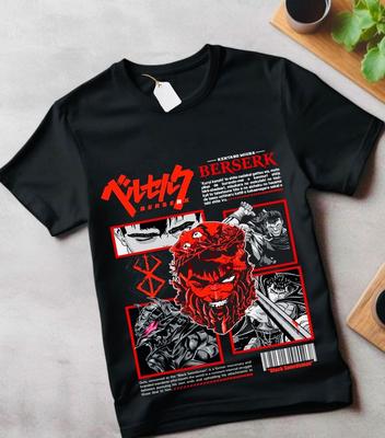 Berserk T-Shirt Manga Strip Guts Berserker Rüstung Anime Schwarzes Shirt Geschenke