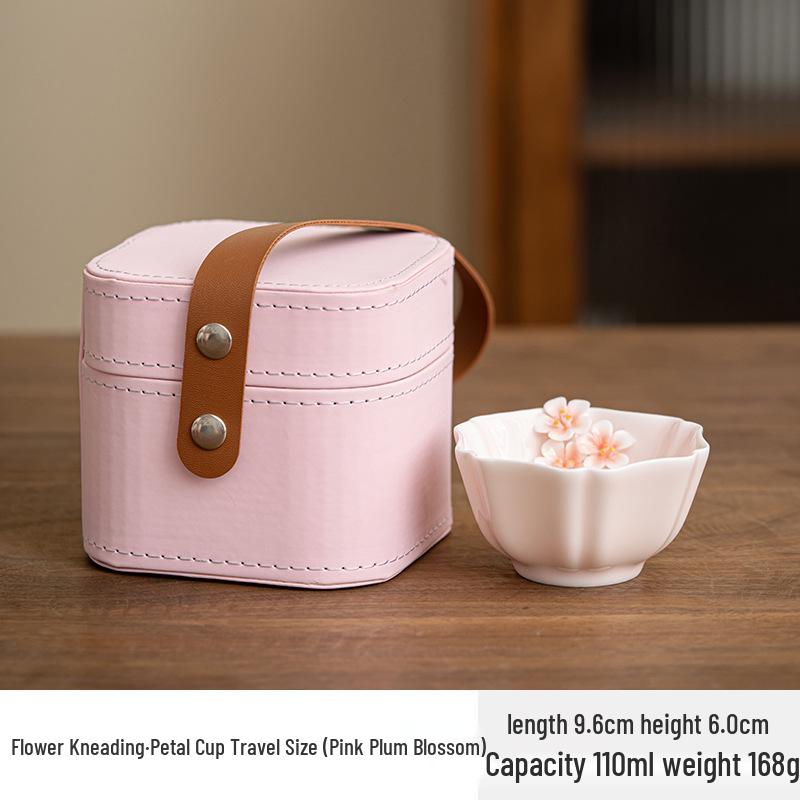 Pink Flower Petal Chinese Style Tea Cup for Personal Use