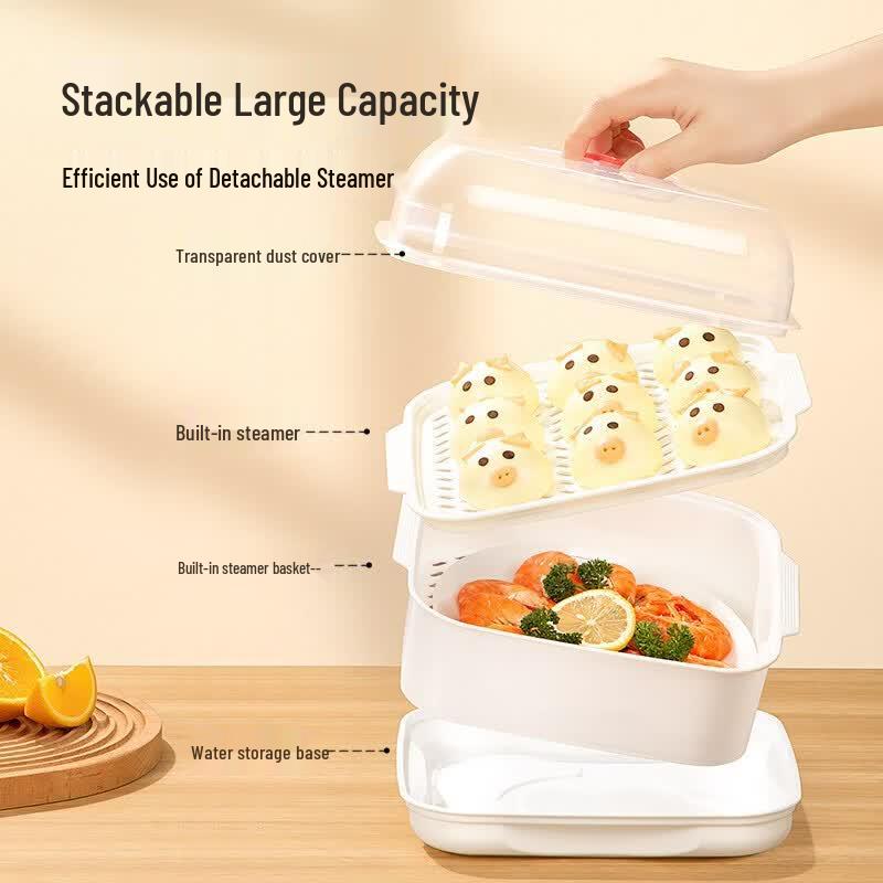 Cooker King Square Double-Layer Microwave Steamer