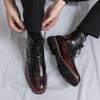 Fashion Winter New Fashion Leather Boots Lace Up Ankle Boots Pointed Toe Casual Motorcycle Boots Luxury Designer Brogues Shoes