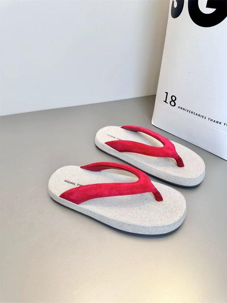 

Soft leather version~ pinched flip-flops women s outer wear 2025 summer new non-slip versatile travel casual shoes slippers 35