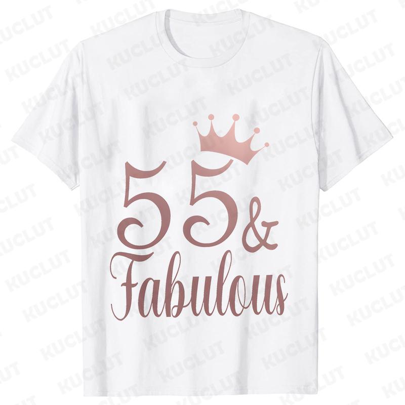 55 and Fabulous Unisex Tshirts 55th Birthday Party Shirt Unisex Short Sleeve Tee Clothing 55th Mom Birthday Gift for Unisex S