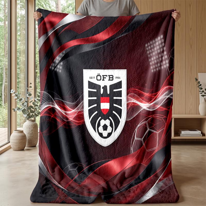 Austria Football Printed Flannel Blanket Skin Friendly Warm Decorative Throw for Indoor Couch Bed Daily Use