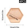 4 PSC Hexagon Bamboo Coasters for Crafts, 4.13 Inch Drink Coasters for Coffee Table, Drinking Cup Coaster for Small Plant Art Plate