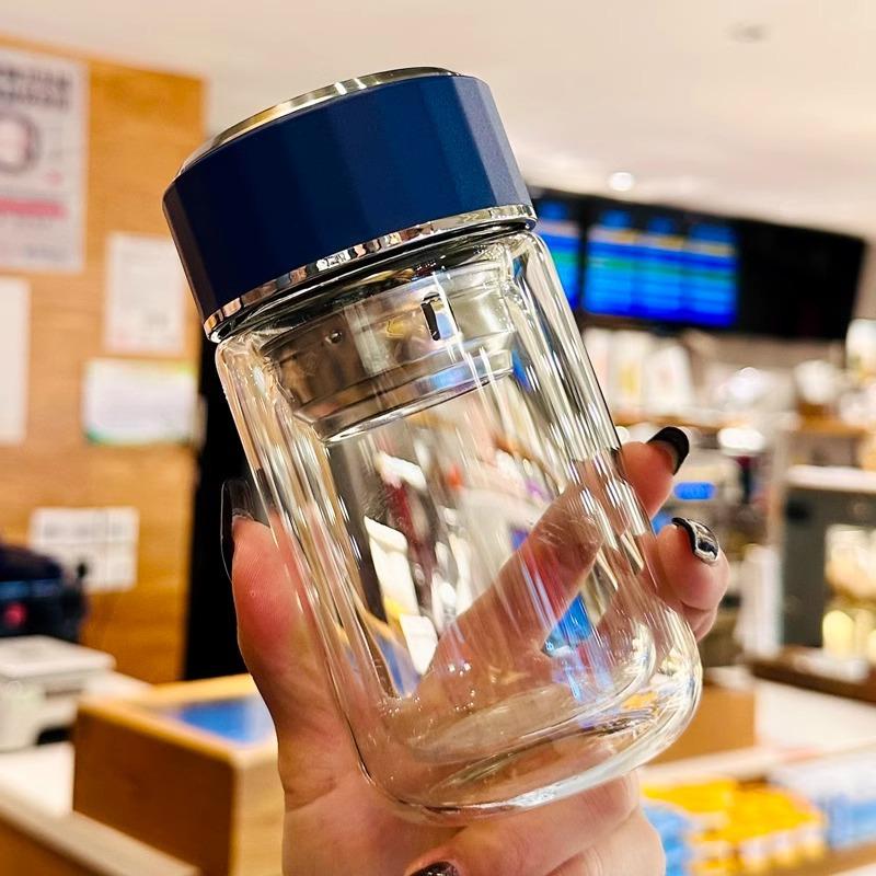 

Немецкое Высокоборосиликатное Двухслойное Стекло Портативная Чашка для Чая Высокая Термостойкость Портативная Компактная Мини Высокоценная Чашка для Воды 13.5*7cm