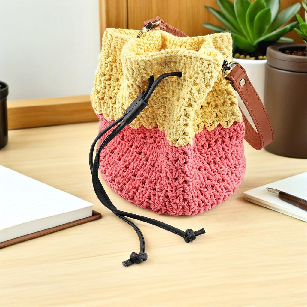 19.45 Inch Drawstring Strap Replacement for Bucket Bag Purse Crochet Bag PU Detachable Pull Cord Adjustable Keeper Strap