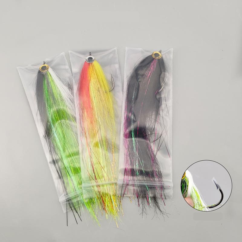 Saltwater Deceiver Fly Lure 4/0# Hook 7in 2.4g 3D Eyes Artificial Streamer Fly for Sea Fishing Bass GT Bonefish Salmon