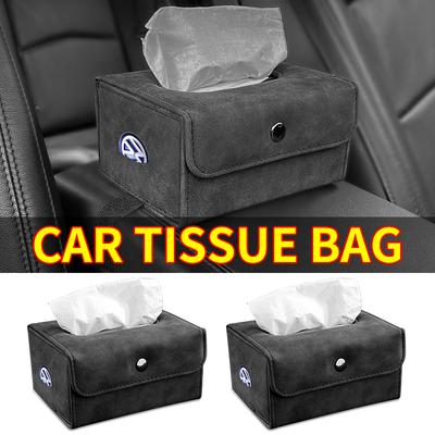 Boîte à mouchoirs multifonctionnelle en cuir Boîte à mouchoirs pliable pour voiture Pour Volkswagen VW Scirocco GOLF MK6 Polo Tiguan PASSAT Accessoires de voiture