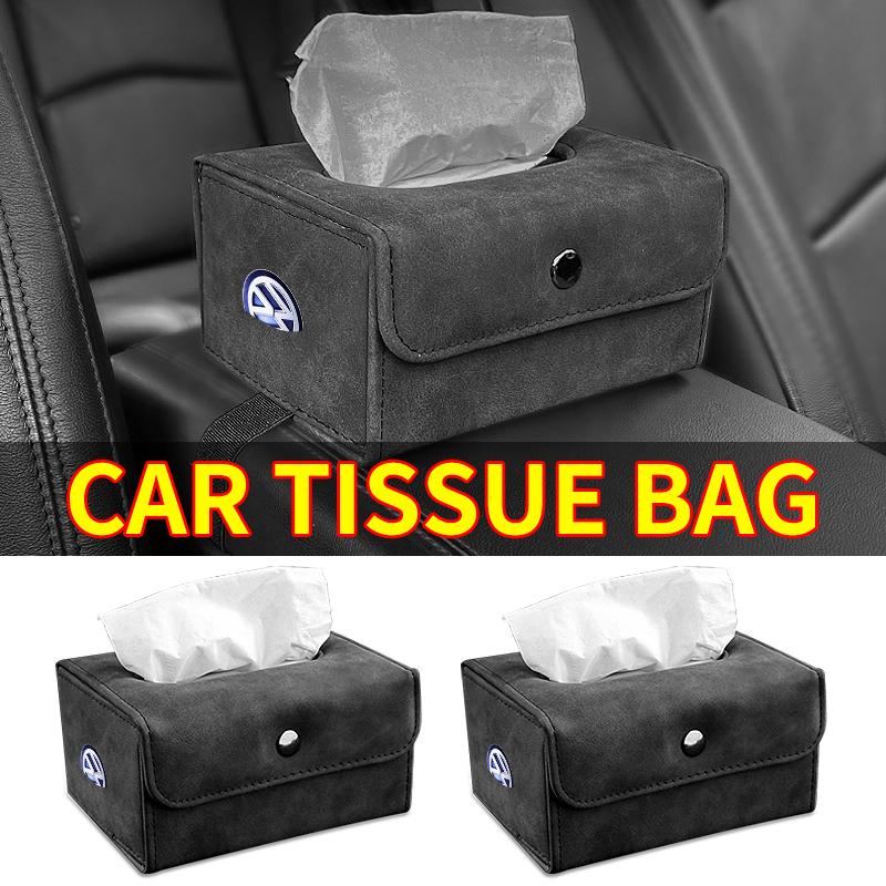 Multifunctional Leather Tissue Box Car Folding Tissue Box For Volkswagen VW Scirocco GOLF MK6 Polo Tiguan PASSAT Car Accessories