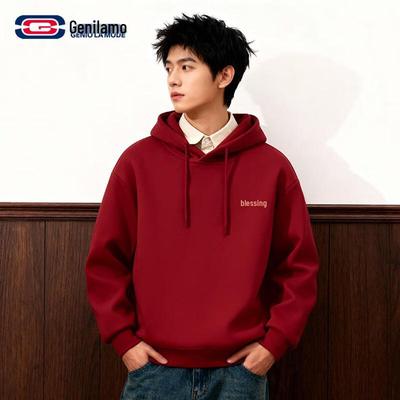 Moletom com capuz unissex GENIOLAMODE estilo chinês com cavalo da sorte e ano novo.