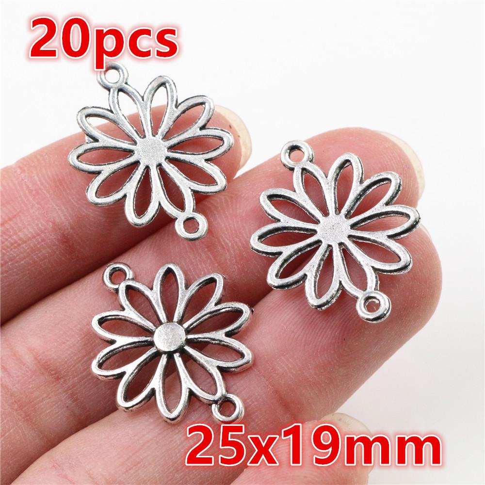 10-30pcs Alloy Metal Flower Charm Pendant Connector DIY Jewelry Making Accessories for Necklace Bracelet Connectors