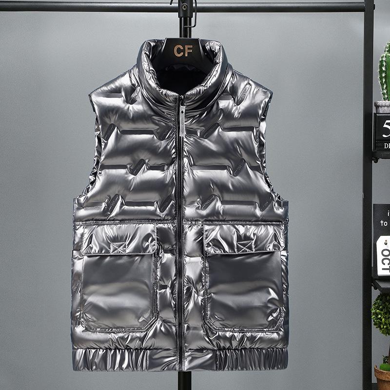 Men's Wash-free Down Cotton Vest: Warm Padded Gilet for Autumn and Winter, Plus Size Workwear.