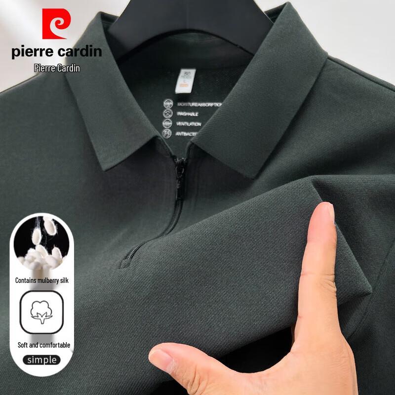 Pierre Cardin Men's Long Sleeve Zippered Polo Shirt