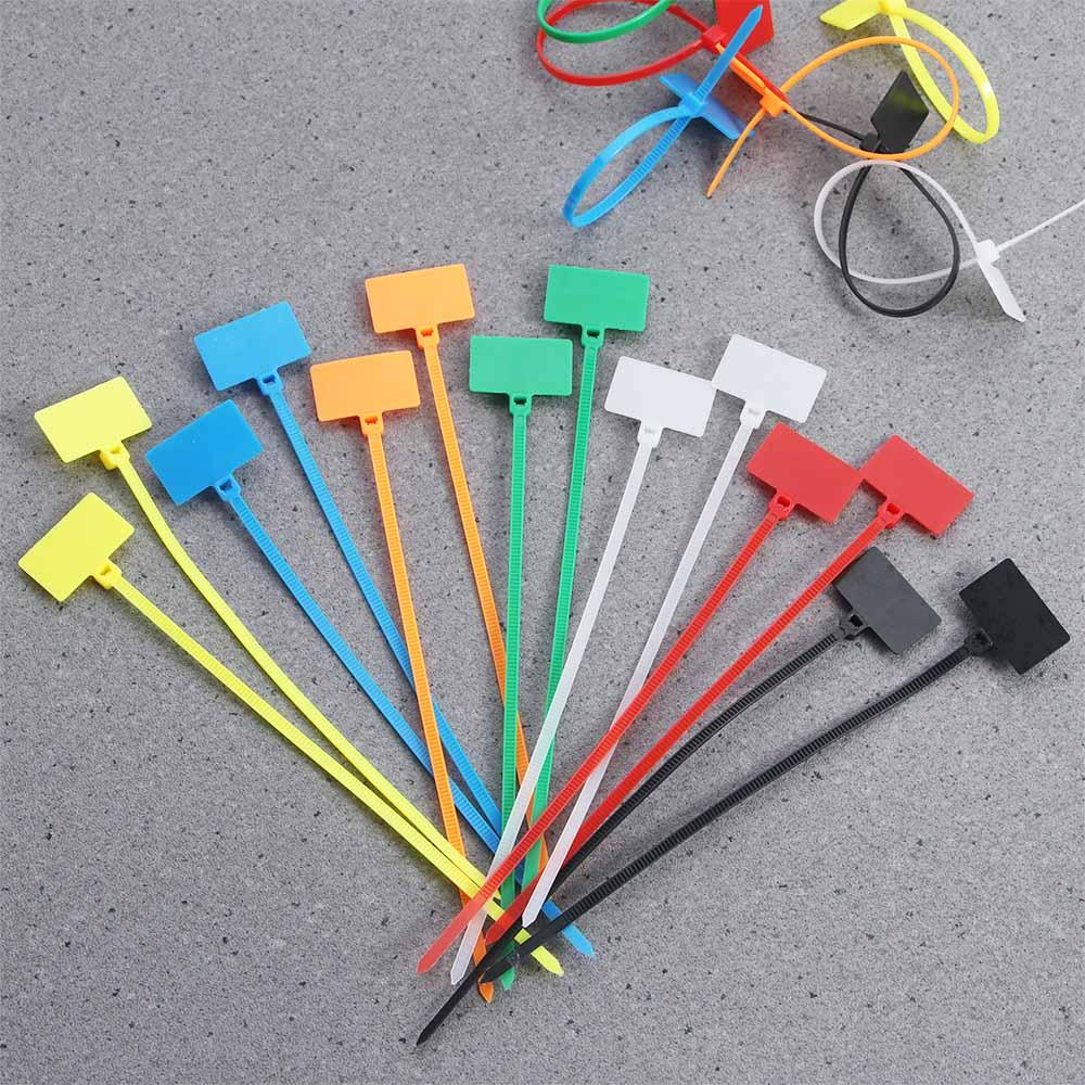 50pcs 4*150mm Nylon Self-locking Loop Tag Labels Wire Ties Cable Winder