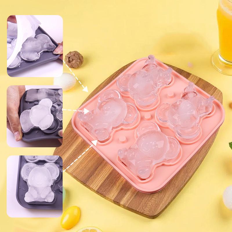 Niedliche Koala Eiswürfelform, Koala Formen Eiswürfelbehälter, Silikon Eisform Lustige Formen, Macht 4 Große Koala Eiskugeln