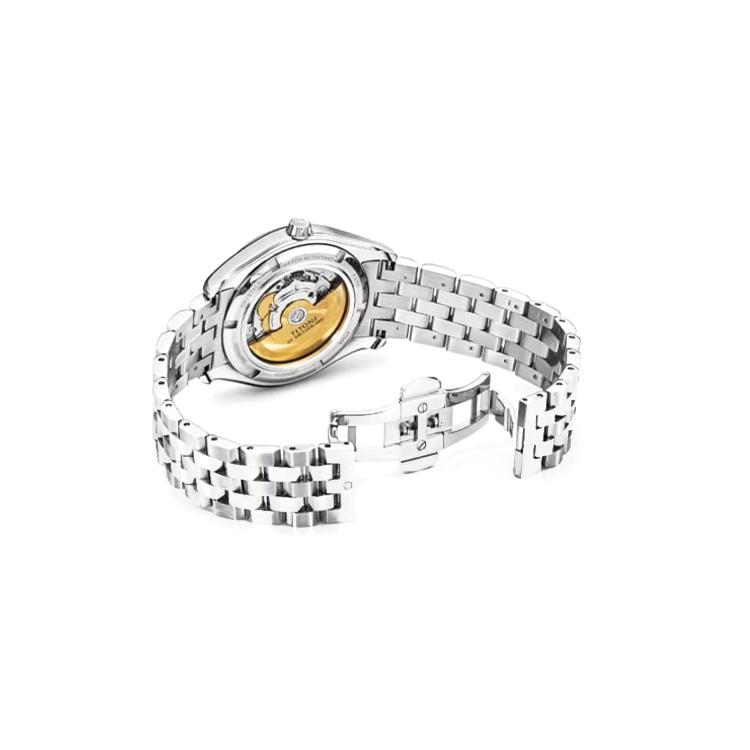 Titoni Pflaumenblüten Airmaster Serie Automatik Mechanisches Uhrwerk 50 Meter 40,5 mm Schwarzes Zifferblatt Edelstahlgehäuse Edelstahlarmband 83906-S-699