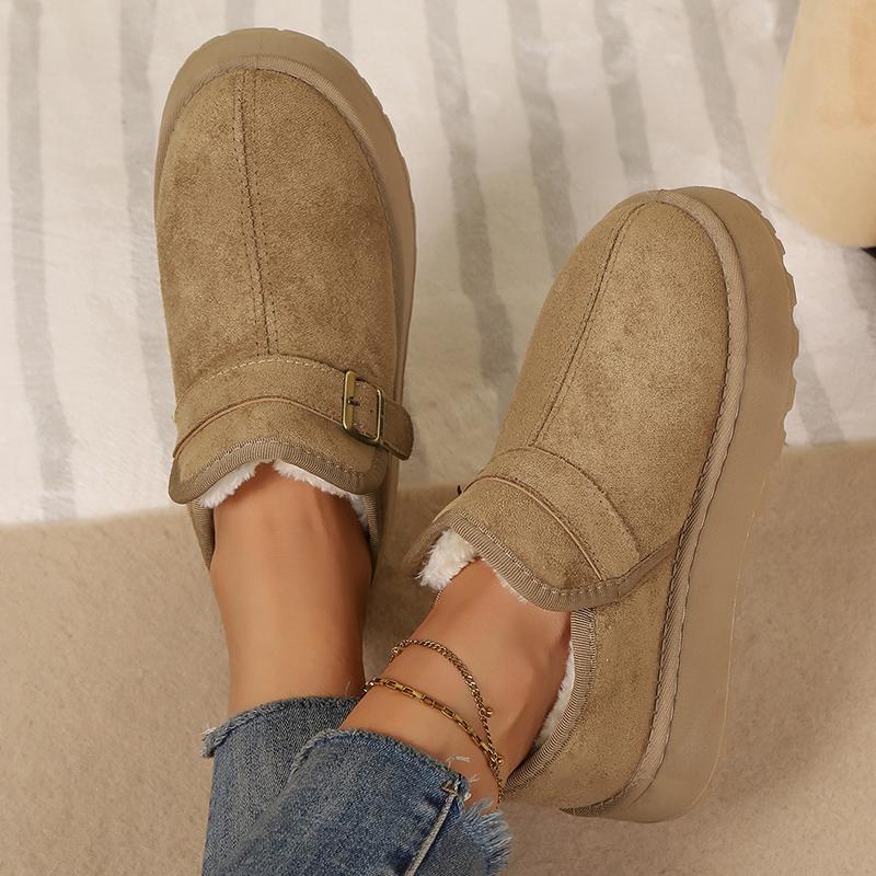 Faux Suede Platform Snow Boots Women Autumn Winter Thicken Plush Ankle Booties Mujer Non Slip Thick Sole Cotton Padded Shoes 43