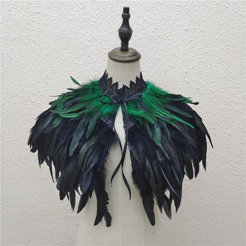 Halloween Masquerade Feather Cape Shawl Bolero with Optional Multi-Color Choices