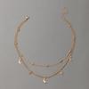 Korean Double Layer Beaded Necklace with Moon and Star Charm