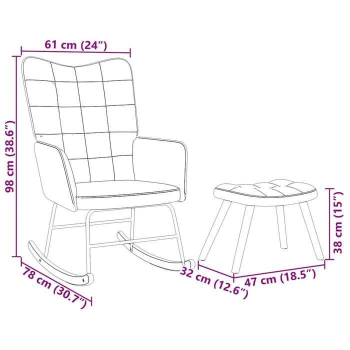 VidaXL Chaise à bascule avec repose-pied gris foncé velours, fauteuil à bascule, chaise longue, siège de salon, chaise, 4016844