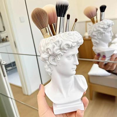 Statua Creativa Forma di David Portapenne Ornamenti da Scrivania Scatola Portaoggetti Organizzatore per Pennelli da Trucco per la Casa