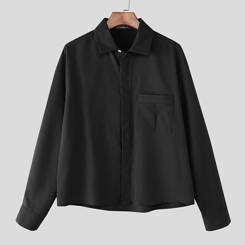 INCERUN S-5XL Men Turn Down Collar Long Sleeve Buttons Loose Casual Shirts Tops