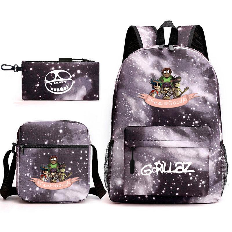 British virtual band trend heat transfer, primary and secondary school students schoolbag Gorillaz children's starry sky three-piece set, teenagers