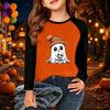 Kids Halloween Print Long Sleeve T-Shirt Casual Round Neck Top for Party and Daily Wear