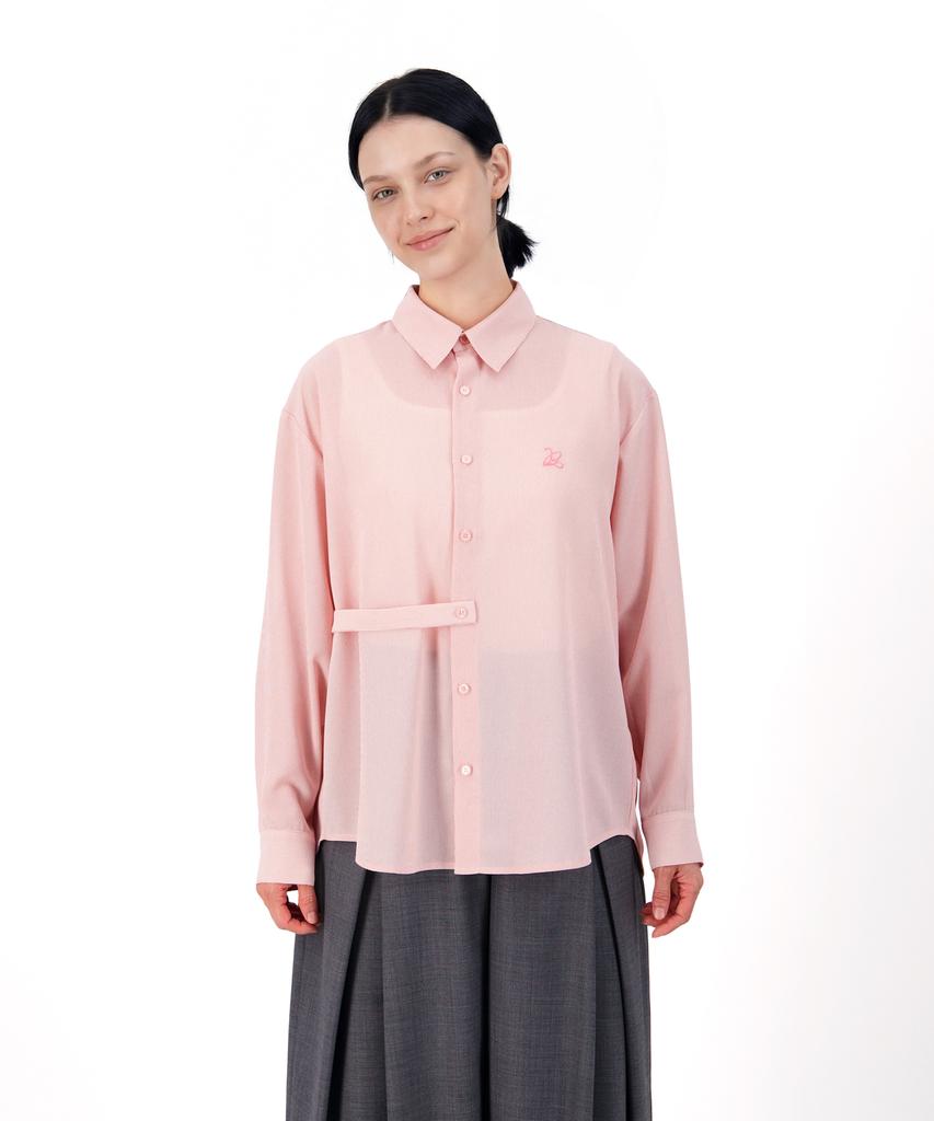Myuleus Summer Striped See-Through Shirt (Imported Fabric) [Peach]