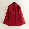Herbst Winter Traditionell Inspiriert Hanfu Jacke Chinesischer Stil Mäntel Kreuzkragen Retro Gewaschen Abgenutzt Baumwolle Oberbekleidung Mantel