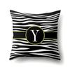 Polyester Pillowcase Zebra Pattern Printing Home Decoration Pillowcase 26 English Letter Cushion Cover Black and White