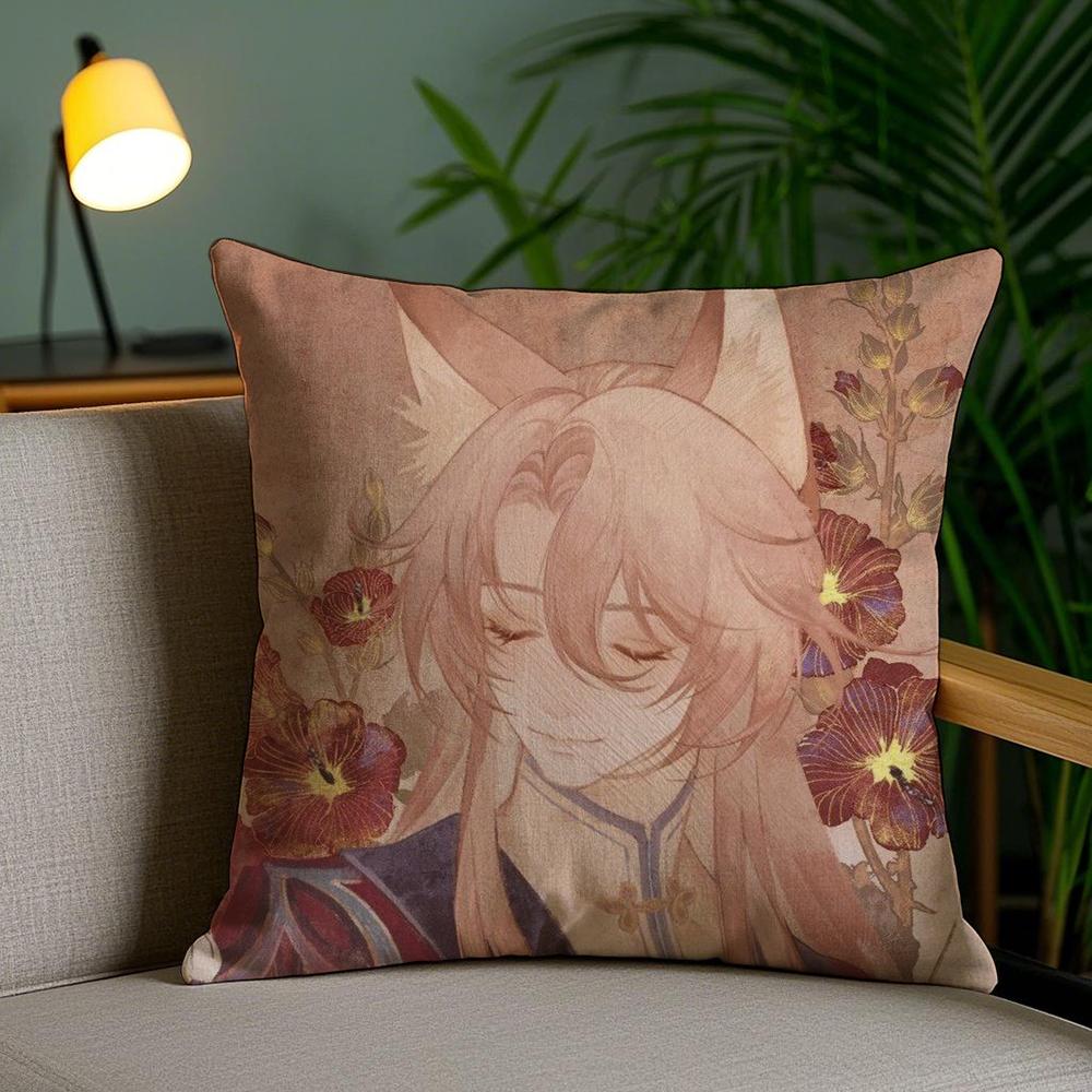 H-Honkai Star R-Rail Cushion Cover Soft Short Plush Double-Sided Printing Home Decor Machine Washable Pillow Case Gift