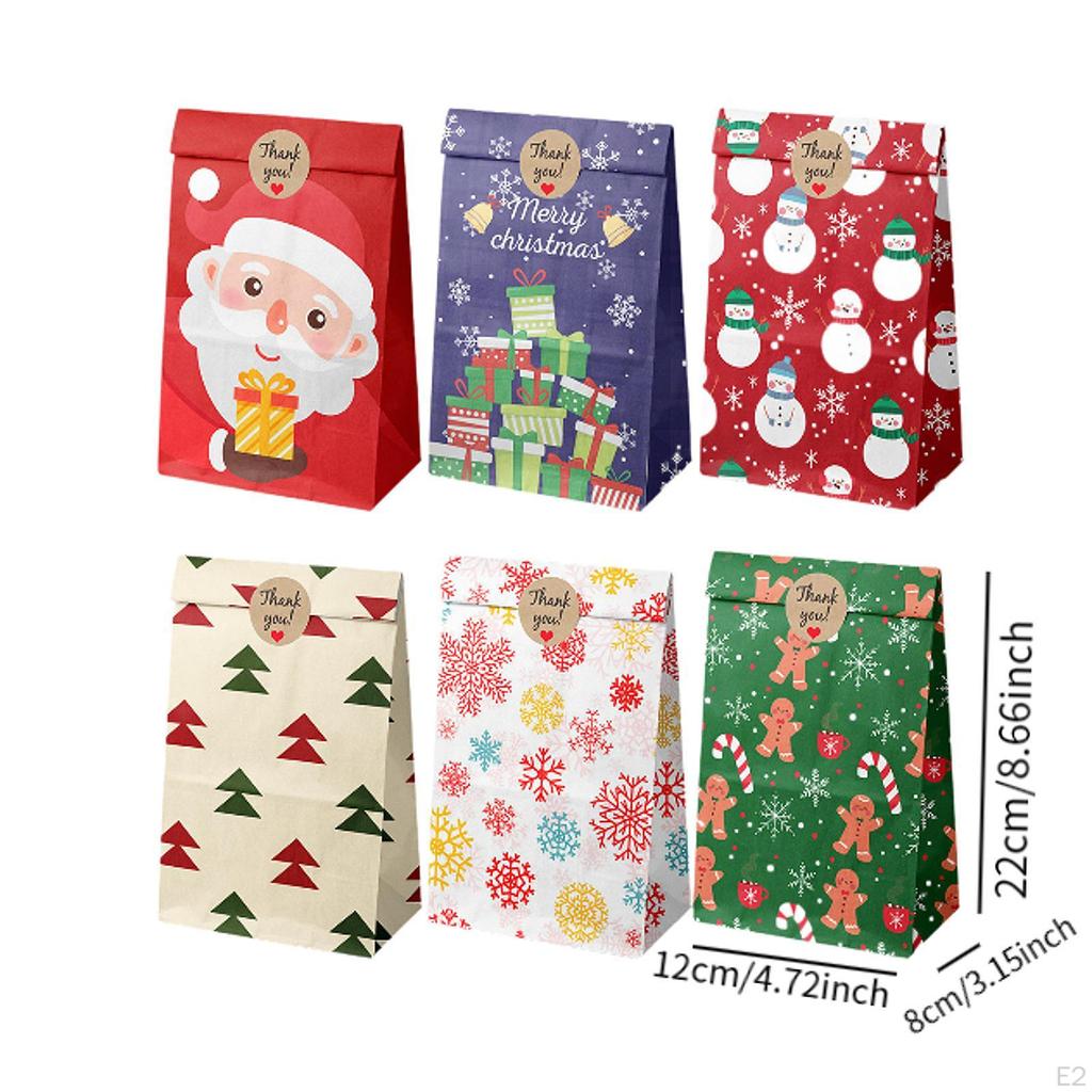 12 Stück Weihnachtsgeschenktüten Süßigkeitenverpackung mit Aufklebern Goody-Verpackungsbeutel
