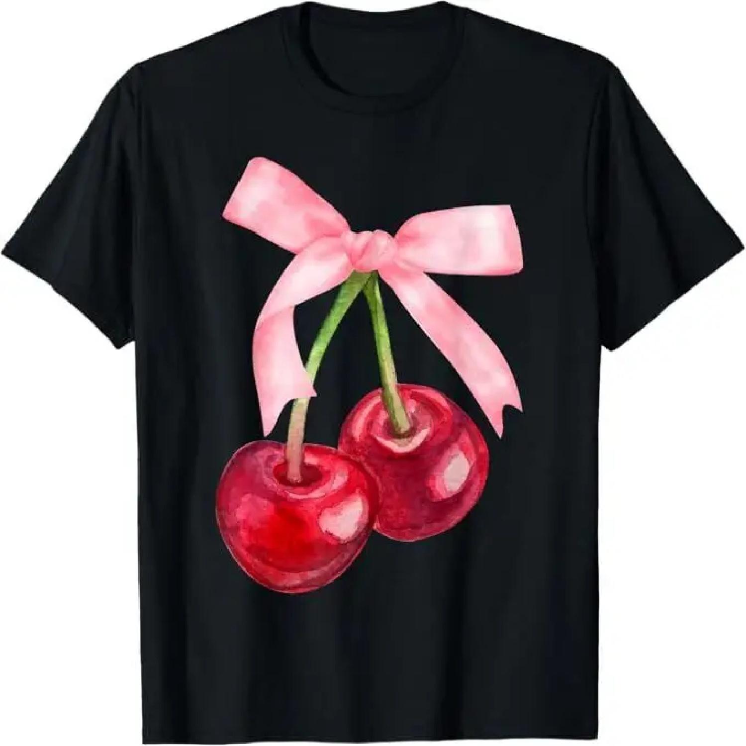 Футболка Coquette Cherry and Bow Kawaii Cherry Aesthetic Trendy S